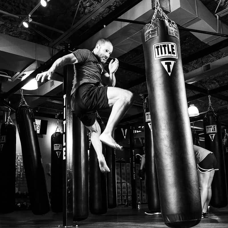 Mixed Martial Arts Lessons for Adults in Lemoyne PA - Flying Knee Black and White MMA